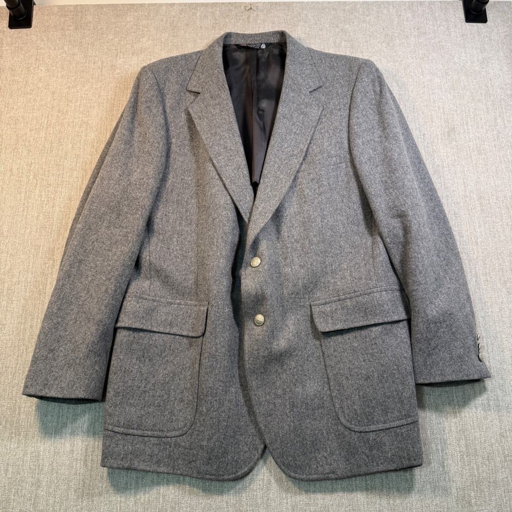 John Alexander Mens Grey Pure Wool Blazer Sport Coat Made in USA 2 Button 42R